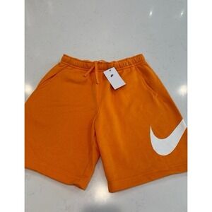 Nike Sportswear Mens Orange Fleece Shorts Oversized Swoosh New